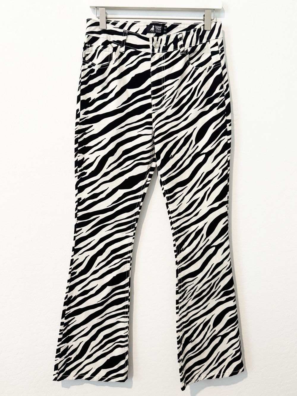 Cuidado Con El Perro Pants Size 4 Zebra Animal Print Black White Denim Pant Rave